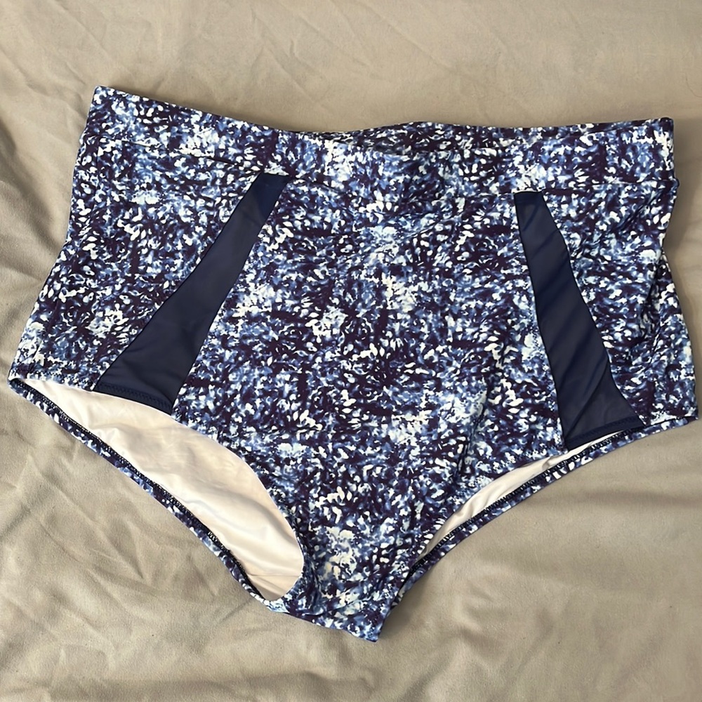 Latched Mama High-Waisted Swim Bottoms - Greek Isle Blue - 2X
